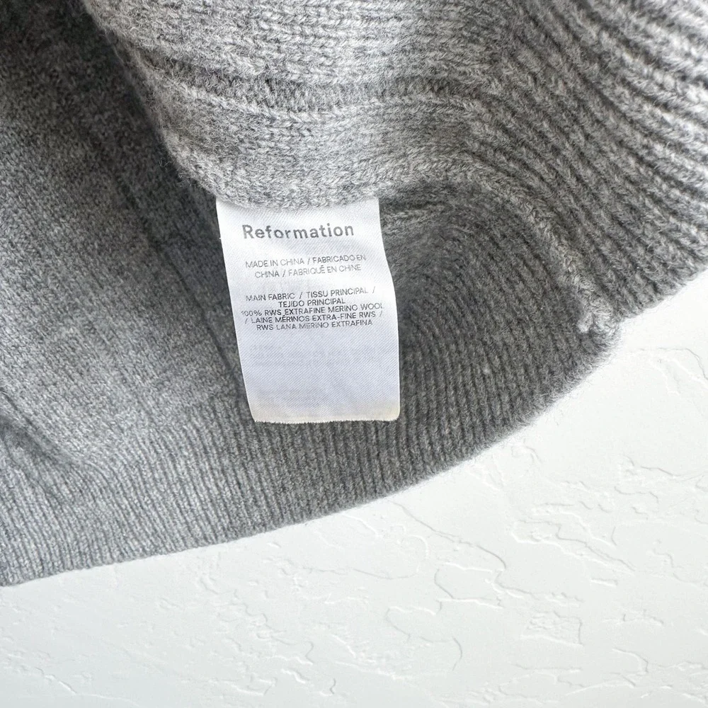 Reformation | Harriet 100% Regenerative Wool Knit Sweater Mini Dress in Gray - Picture 5 of 5